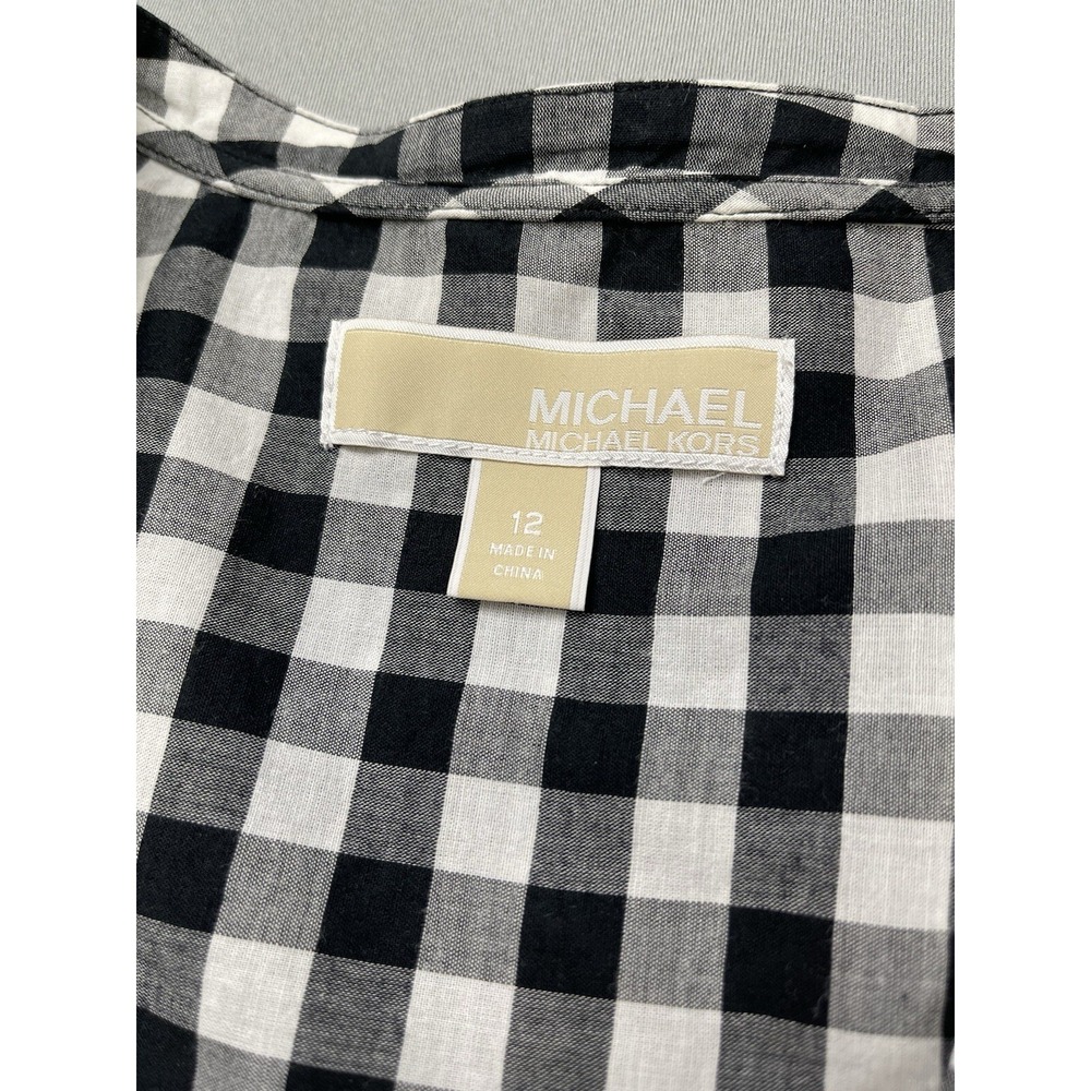 Michael Kors Womens Shirt 12 Gingham Plaid Buffalo Check Wrap Country Festival - Picture 4 of 9